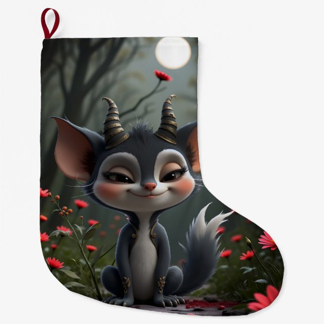 Moonlit Mischief Forest Spirit of Crimson Bloom.  Stor Julstrumpa (Framsidan)