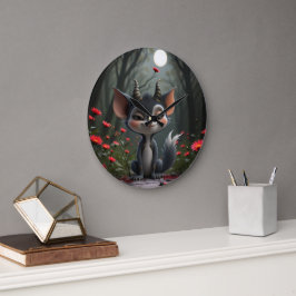 Moonlit Mischief Forest Spirit of Crimson Bloom.  Stor Klocka