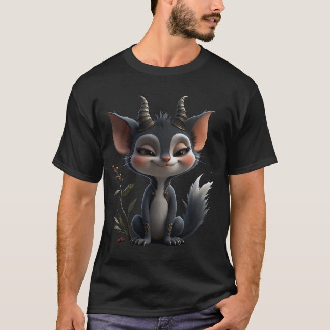 Moonlit Mischief Forest Spirit of Crimson Bloom.  T Shirt (Framsida)
