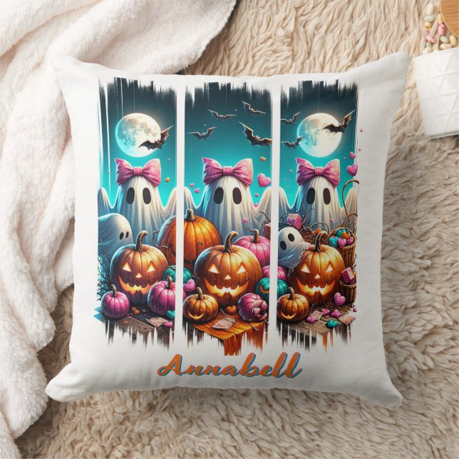 Moonlit MisChief - Spöken på Rosa Bows Kudde (Filt)