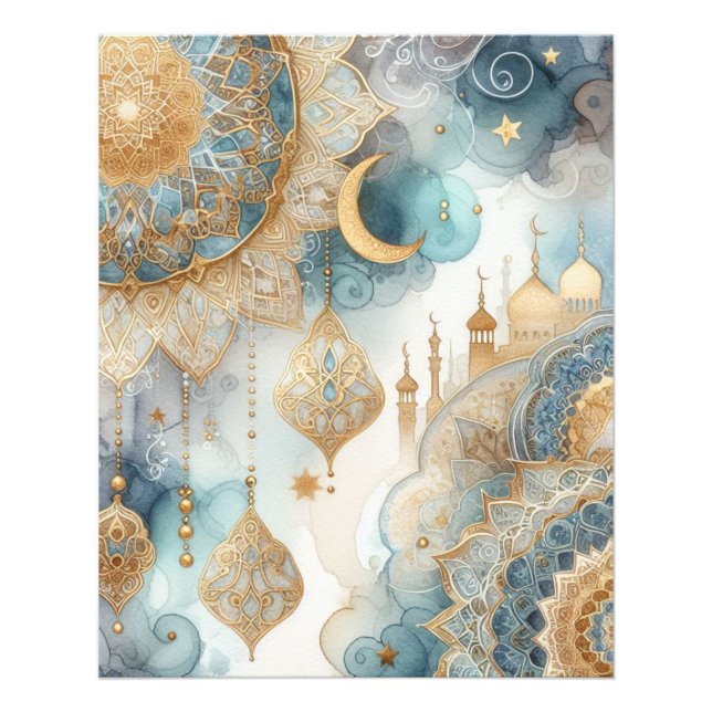 Moonlit Mosque Serenity for Ramadan Fototryck (Framsidan)