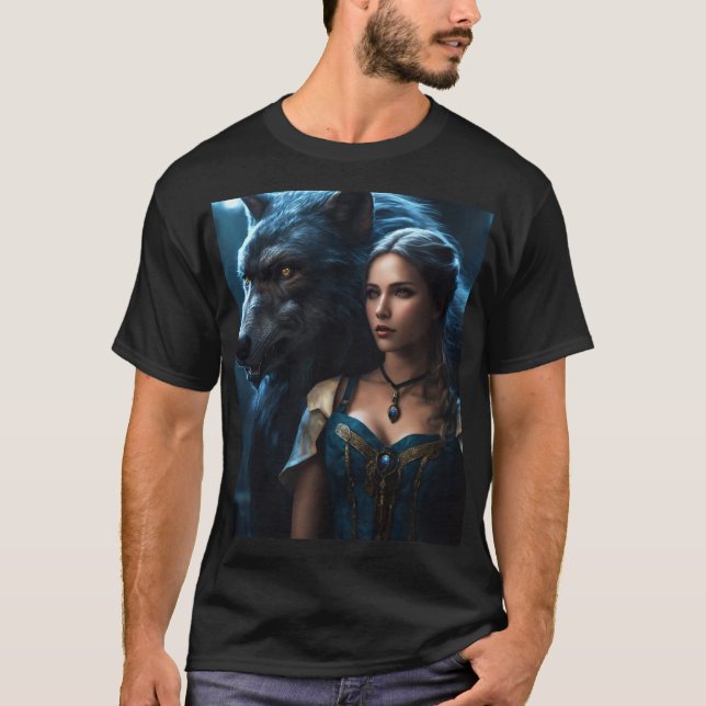 Moonlit-möten: Ett Hyper-Realistiskt Porträtt i T Shirt (Framsida)
