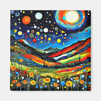 Moonlit Mountain Meadow 4 Magnet