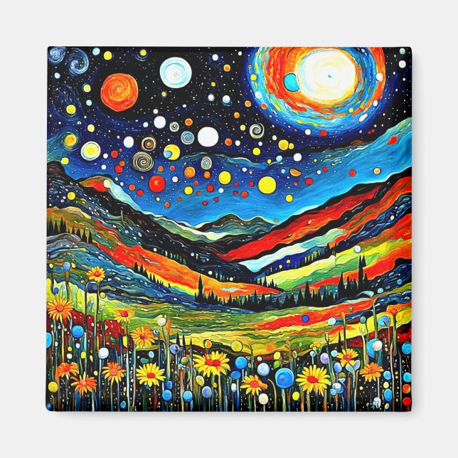 Moonlit Mountain Meadow 4 Magnet (Framsidan)