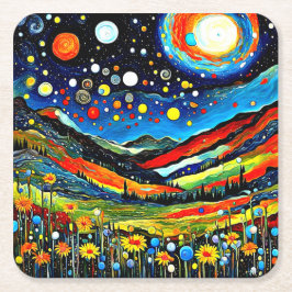 Moonlit Mountain Meadow 4 Underlägg Papper Kvadrat