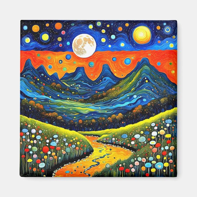 Moonlit Mountain Meadow 5 Magnet (Framsidan)