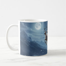 Moonlit Mountain Santa Reindeer Sleigh Christmas Kaffemugg