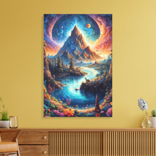 "Moonlit Mountain Serenity" Canvastryck