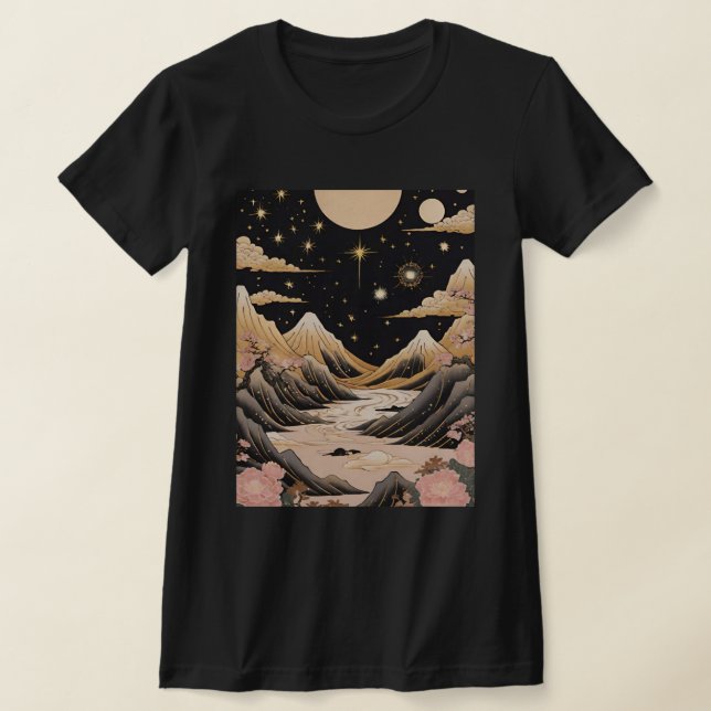 Moonlit Mountain Serenity T Shirt (Laydown)