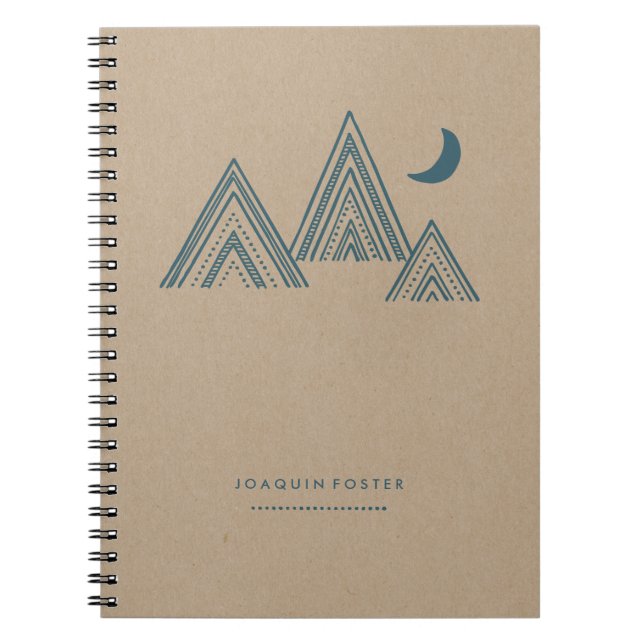 Moonlit Mountains Journal Anteckningsbok Med Spiral (Framsidan)