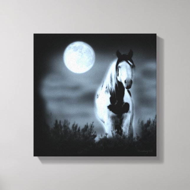 Moonlit Mystical Stallion Shaman Wrapped Canvas (Framsida)