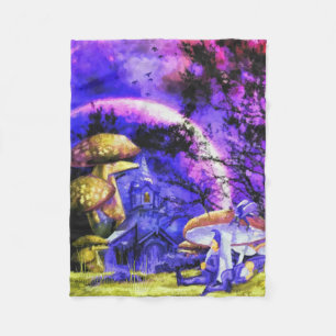 Moonlit Natt Gnome Sitta under Toadstool Fleecefilt