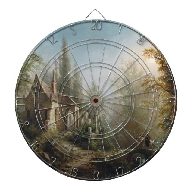 Moonlit Natten över Land Chapel and Horse Riders Darttavla (Framsidan)