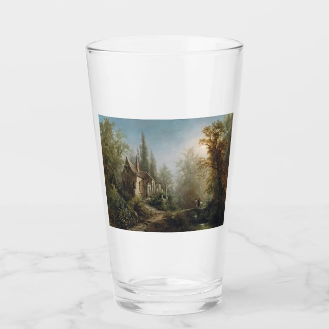 Moonlit Natten över Land Chapel and Horse Riders Glaskopp (Framsida)