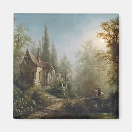 Moonlit Natten över Land Chapel and Horse Riders Magnet