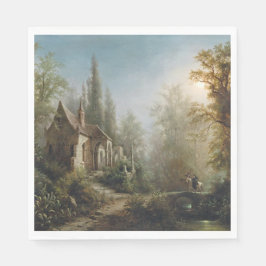 Moonlit Natten över Land Chapel and Horse Riders Pappersservett