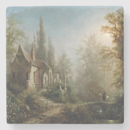 Moonlit Natten över Land Chapel and Horse Riders Stenunderlägg