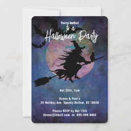 Moonlit Night med Wich, Halloween fest Inbjudningar