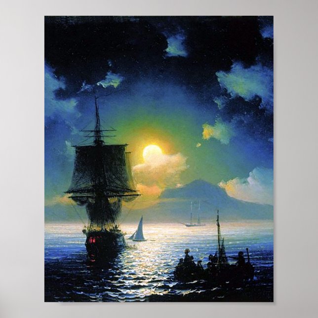 Moonlit night on Capri av Ivan Aivazovsky Poster (Framsidan)