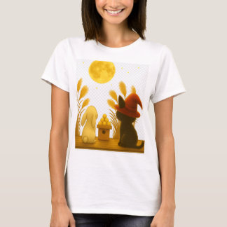 Moonlit Night with Emi the Black Cat T Shirt