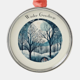 Moonlit Nordic Forest, anpassade Julgransprydnad Metall