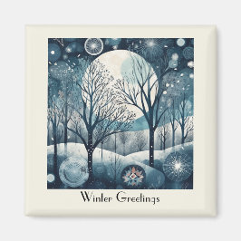 Moonlit Nordic Forest, anpassade Magnet