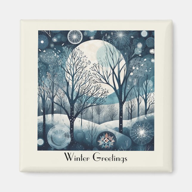 Moonlit Nordic Forest, anpassade Magnet (Framsidan)