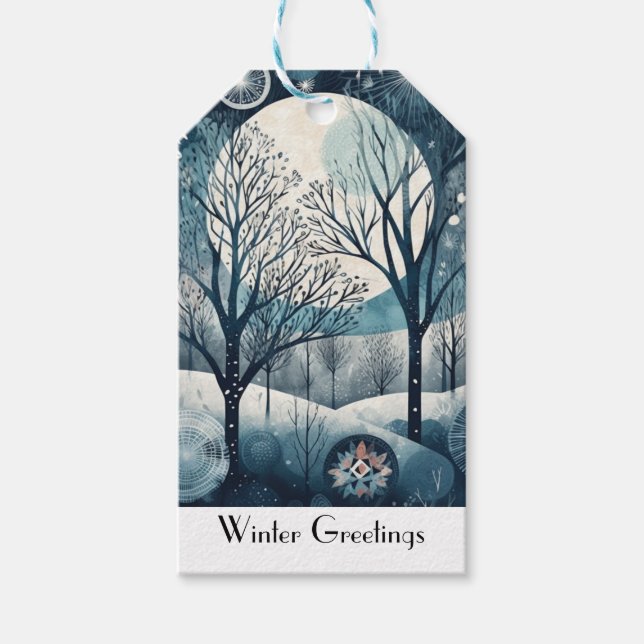 Moonlit Nordic Forest, anpassade Presentetikett (Framsidan)