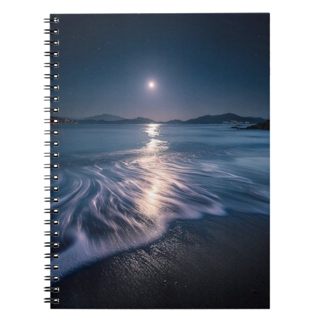 Moonlit Ocean Vinkara Nattens bärbara dator Anteckningsbok (Framsidan)