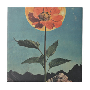 Moonlit Orange Bloom - Vintage Boho Charm (2) Kakelplatta