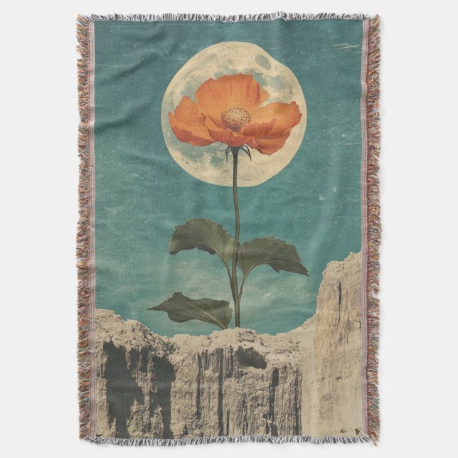 Moonlit Orange Bloom - Vintage Boho Charm Filt (Framsidan Vertikal)