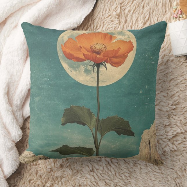 Moonlit Orange Bloom - Vintage Boho Charm Kudde (Filt)