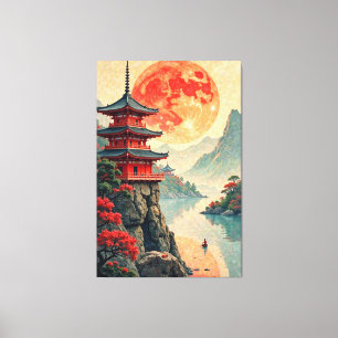 Moonlit Pagoda Canvastryck