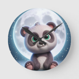 Moonlit Panda Dreams Rund Klocka