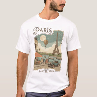 Moonlit Paris: A Vintage Rendezvous T Shirt