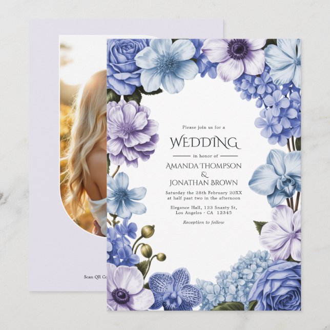 Moonlit Periwinkle/Soft Haze Blue/Alabaster Lilac Inbjudningar (Fram/baksida)