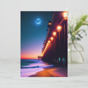 Moonlit Pier-hälsningskort
