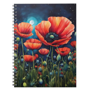 Moonlit Poppies Anteckningsbok