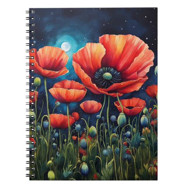 Moonlit Poppies Anteckningsbok (Framsidan)