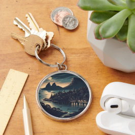 Moonlit Port Rund Silverfärgad Nyckelring