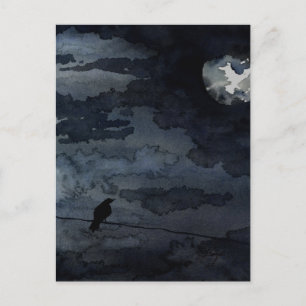 Moonlit Raven - Full Moon Art Vykort