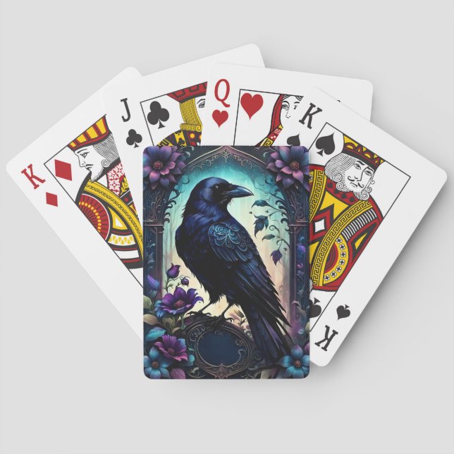 Moonlit Raven | Gothic Floral Bröllopspaket.  Casinokort (Baksidan)