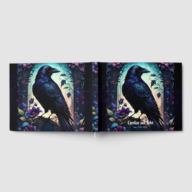 Moonlit Raven | Gothic Floral Bröllopspaket.  Gästböcker (Full)