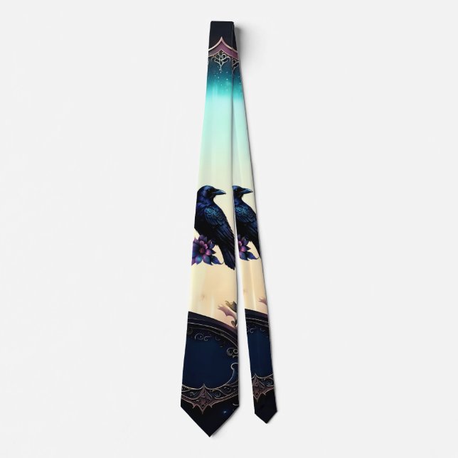 Moonlit Raven | Gothic Floral Bröllopspaket.  Slips (Framsida)