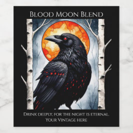 Moonlit Ravens på Birch Träd Vinflaska Etikett