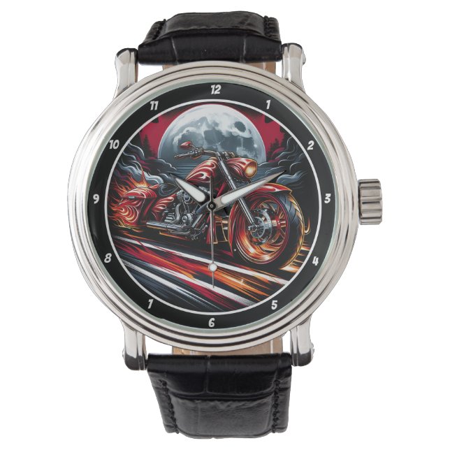 Moonlit Ride, Fiery Motorcycle Watch Armbandsur (Framsida)