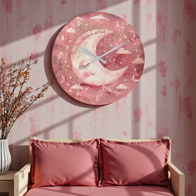 Moonlit Rustic Red Nursery & Kids' Room Stor Klocka (Skapare uppladdad)