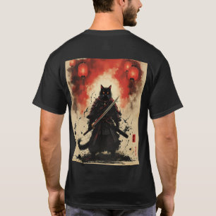 Moonlit Samurai Cat - Japansk Alley Noir Art T Shirt