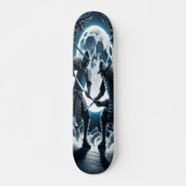 Moonlit Samurai Duel Mini Skateboard Bräda 18,5 Cm