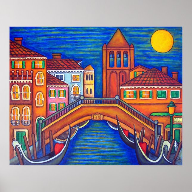 Moonlit San Barnaba, Venedig av Lisa Lorenz Poster (Framsidan)